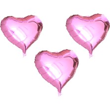 Dipak Pembe Renk Parlak Kalp Şekli Folyo Balon