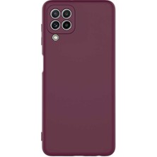 Case World Samsung Galaxy M22 ile Uyumlu Kapak Içi Kadife Lansman Lux Silikon ile Uyumlu Kılıf - Mürdüm