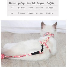 Technosmart Small 1-3 kg Kedi Göğüs Tasması ve Gezdirme Seti Çiçekli Model Ayarlanabilir Kırmızı S