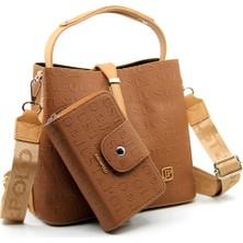 Just Polo Kilit Detaylı Kadın Kartlık ve Omuz Çanta Kombini MDS4002-1005