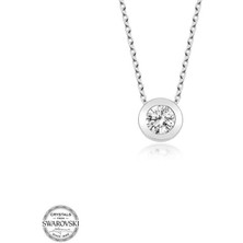 Gumush Swarovski Taşlı Gümüş Tektaş Kadın Kolye