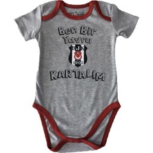 Beşiktaş Bebek Kısa Kol Body Gri Yazı Ve Logolu Ahşap Kutulu