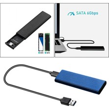 Flameer Ngff M.2 Sata SSD USB 3.0 Harici Alüminyum Muhafaza Kılıfı B / B + M Key Mavi (Yurt Dışından)