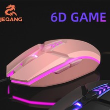 Flameer LED Aydınlatmalı Rgb Gaming Fare 3200 Dpı Ayarlanabilir Fareler Pembe (Yurt Dışından)