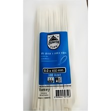 Zenith Plastik Kablo Bağı Cırt Kelepçe 8.0X450 mm (Beyaz) (100 Adet)