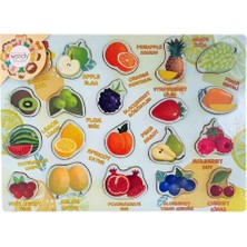 Woodylife Ahşap Puzzle 20PARÇA Meyve Seti Eğitici Zeka Geliştiren Montessori Meteryal Ingilizce Türkçe