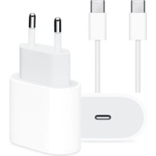 Doozy Apple iPad Uyumlu Pro (12.9-Inch, 4th Generation) A2069 A2232 A2233 A2229  Şarj Aleti 18W Adaptör + Usb-C - Usb-C Kablo