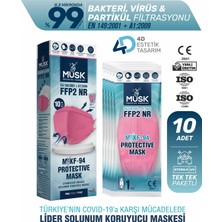 Musk KF94 Kore Tipi N95 Maske Pembe Renk 10 Adet