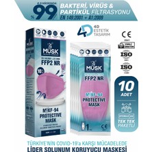 Musk KF94 Kore Tipi Ffp2 Maske Lila Renk 10 Adet