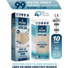 Musk KF94 Kore Tipi Ffp2 Maske Krem Renk 10 Adet