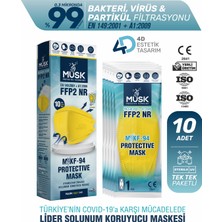 Musk KF94 Kore Tipi Ffp2 Maske Sarı Renk 10 Adet