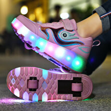 SITONG 4 Kasnak Renkli LED Işık Pembe Paten Çocuk Ayakkabı Kasnak Ayakkabı USB Şarj (Yurt Dışından)