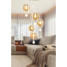 Begüsa Jüpiter 5'li Avize Beyaz Bal Cam