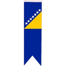 Satürn Design Masaüstü Kırlangıç Çift Taraflı Saten Kumaş Bosna Hersek Bayrağı  8 x 30 cm