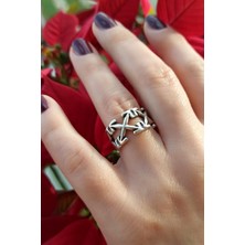 Fildişi Aksesuar Antik Gümüş Kaplama Oklar Şekilli El Yapımı Ayarlanabilir Yüzük