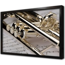 Tablosan Piyano ve Notalar Çerçeveli Cam Tablo