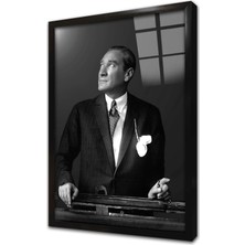 Tablosan Siyah Beyaz Atatürk Çerçeveli Cam Tablo