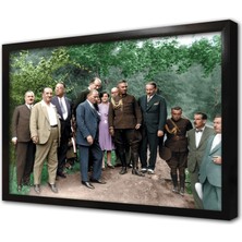 Tablosan Atatürk Kurmaylarıyla Arazide Çerçeveli Cam Tablo