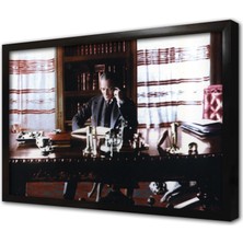 Tablosan Atatürk Odasında Çalışırken Çerçeveli Cam Tablo