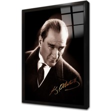 Tablosan Imzalı Atatürk Çerçeveli Cam Tablo
