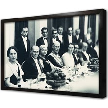 Tablosan Atatürk Cumhuriyet Balosu Yemeğinde Çerçeveli Cam Tablo