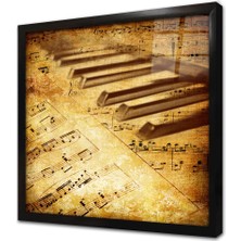 Tablosan Piyano ve Notalar Çerçeveli Cam Tablo