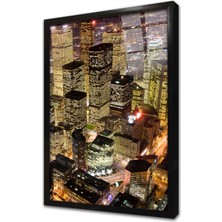 Tablosan New York Gece Çerçeveli Cam Tablo