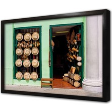 Tablosan Müzit Aletleri Dükkanı Çerçeveli Cam Tablo