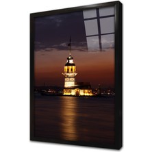Tablosan Gece Kız Kulesi Çerçeveli Cam Tablo