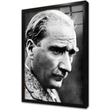 Tablosan Siyah Beyaz Atatürk Çerçeveli Cam Tablo