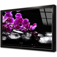 Tablosan Spa Taşları ve Orkide Çerçeveli Cam Tablo