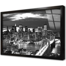 Tablosan Siyah Beyaz New York Çerçeveli Cam Tablo
