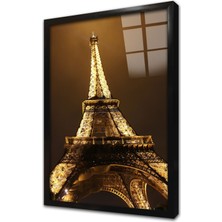 Tablosan Eyfel Gece Çerçeveli Cam Tablo