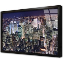 Tablosan New York Gece Çerçeveli Cam Tablo