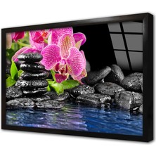 Tablosan Spa Taşları ve Orkide Çerçeveli Cam Tablo
