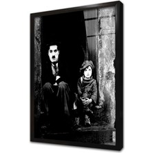 Tablosan Siyah Beyaz Charlie Chaplin Çerçeveli Cam Tablo