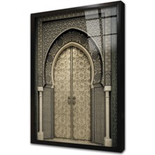 Tablosan Ahşap Oyma Kapı Çerçeveli Cam Tablo