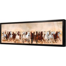 Tablosan Koşan Atlar Çerçeveli Cam Tablo