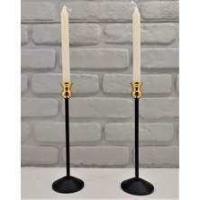 365gunserisonu Modern Dekoratif Siyah Gold  Şamdan 2'li Mumluk Seti
