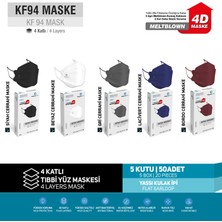 Saytekmed N95/FFP2 Kore Tipi 4 Katlı 5 Farklı Renk (Siyah, Beyaz, Bordo, Gri, Lacivert), (50 Adet/5 Kutu)