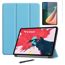 wowacs Xiaomi Mi Pad 5 3'lü Set Smart Uyku Modlu Mıknatıslı Tablet Kılıfı + Temperli Ekran Koruyucu + Kalem Mavi