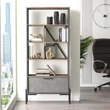 L'occi Concept Darian D Ofis Kitaplık Metal Ayaklı Kahve-Beton-Antrasit Dr4-Cga