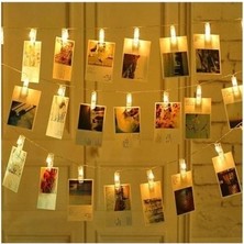 Mobgift Şerit LED Işıklı Fotoğraf Mandalları 2 Metre 10’lu (Şeffaf)