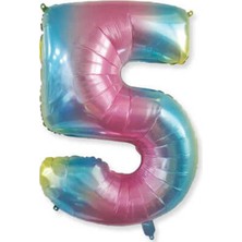 Dipak Gökkuşağı Renkli 5 Rakam Folyo Balon 34 Inç 76 cm