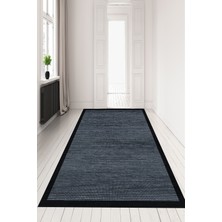 Decomia Home Dijital Baskılı Kaymaz Taban Yıkanabilir Koyu Çerçeveli Noktalı Mavi Salon HALI-YOLLUK-D7051