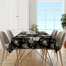 Adawall Siyah Çiçek Masa Örtüsü