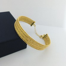 TMT Silver Dorika Italyan Model Iki Sıralı Altın Kaplama Gümüş Bilezik