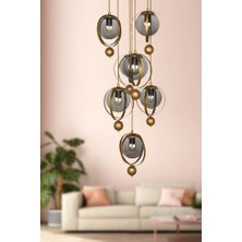 Begüsa Jüpiter 9.lu Avize Eskitme Füme Cam