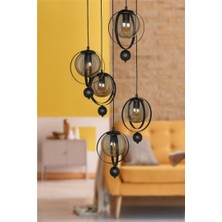 Begüsa Jüpiter 5.li Avize Siyah Bal Cam