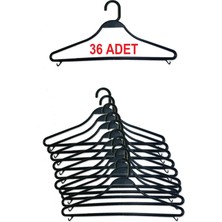 Olgun Home Plastik Siyah Kalın Askı 36 Adet Vip Kıyafet Askısı Kuru Temizleme Askısı
